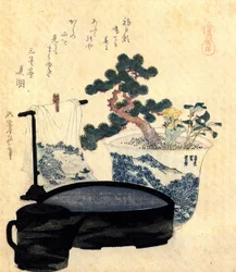 Ein lackiertes Waschbecken und eine Kanne